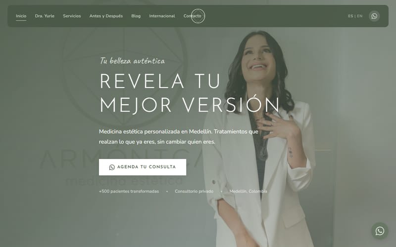 Página web de Armónica Medicina Estética (Medicina estética)