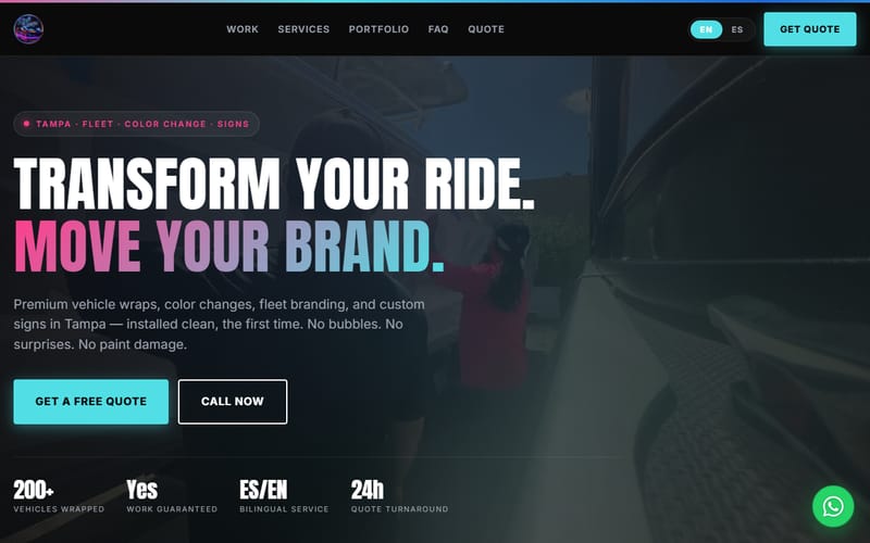 Página web de isellwraps LLC (Rotulación de vehículos)